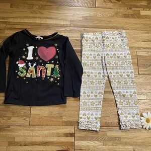 Holiday Time Christmas "I‎ ❤️Santa" Outfit Size 3t